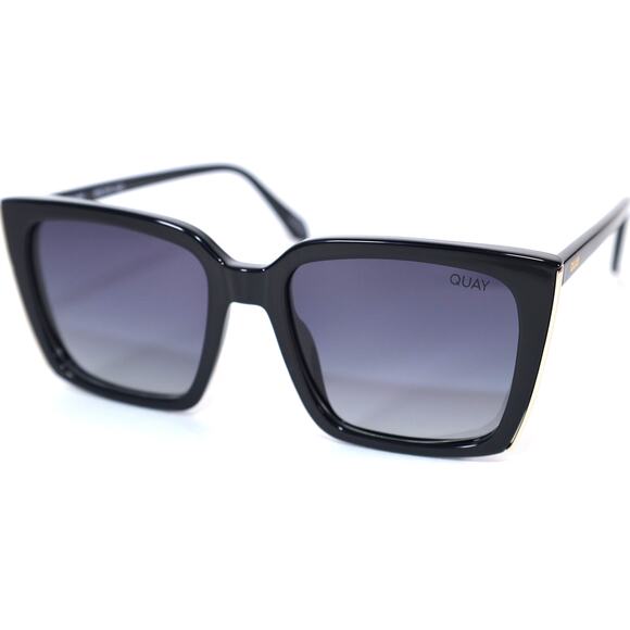 Quay Australia FRONT COVER Square Polarized Sunglasses - Black / Smoke - NWT - Picture 5 of 10